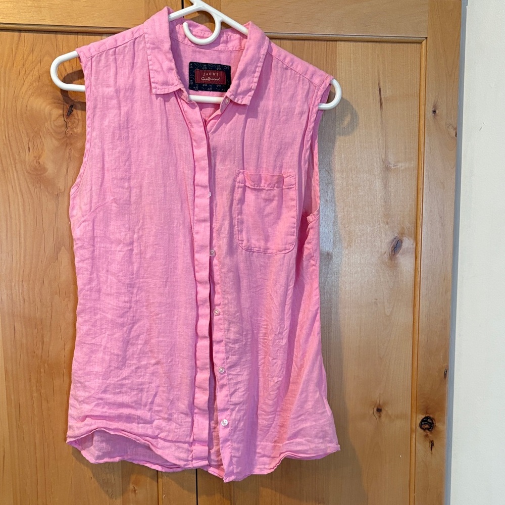 JACHS Girlfriend Pink Sleeveless Tank Top linen